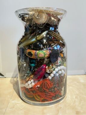 Large Mystery Jewelry Jar Retro Vintage Chic